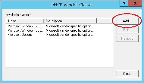 Добавить новый vendor class