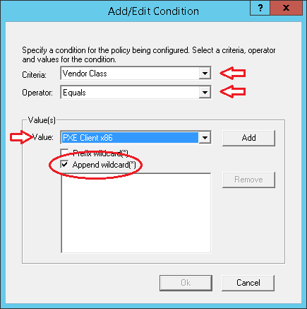 Значение условия